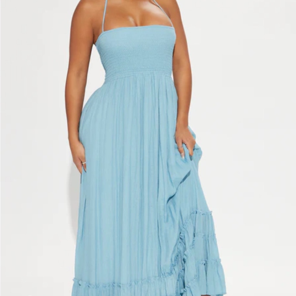 Fashion Nova Light Blue Strapless Dress